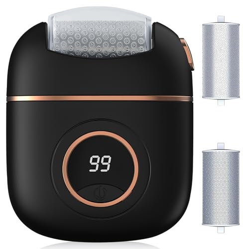 Grattoir électrique pour pieds - Ponceuse automatique - Peau de pied électrique - Lime professionnelle avec moteur puissant - Affichage numérique - Pour semelles, orteils, talons (noir)