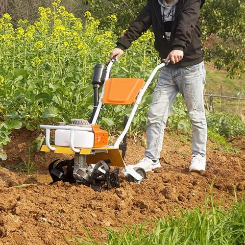Motozappe da 2,2 kW, scarificatore senza fili con 4 lame per timone, ideale per l'allentamento del suolo da giardino, coltivatore a benzina, motozappa a benzina a 2 tempi