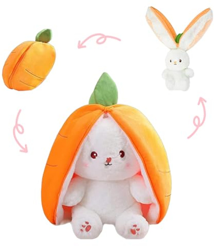 Osterhase Plüschtier, Kuscheltier Hase in Erdbeere, 25CM Karotte Erdbeer Kuscheltier, Osterhase Gefülltes Plüschtier Hase, Geburtstag Geschenke für Kinder/einen lieben Freund ( Erdbeer ) (Carrots)