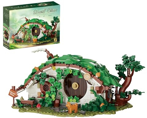 DzirePada Zwerghütte Bausteine Bausatz, 1088Stück Kreative Wald Serie Architektur Modell Spielzeug, Magische Bauhaus Klemmbausteine Kit, Ideen Geschenke für Teens Fan Erwachsene
