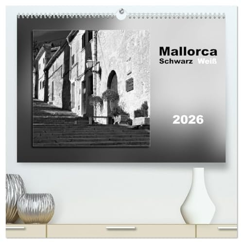 Mallorca Schwarz Weiß (hochwertiger Premium Wandkalender 2026 DIN A2 quer), Kunstdruck in Hochglanz: Zauberhafte Landschaften, reizvolle ... Schwarzweiß-Fotografien (CALVENDO Orte)