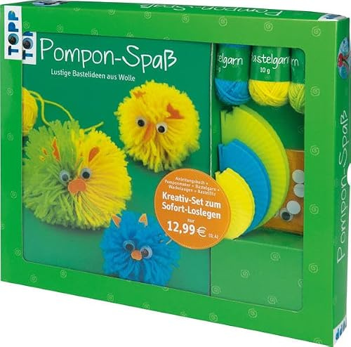 Kreativ-Set Pompon-Spaß: Buch mit Grundanleitungen und Bastelideen und Material für 3 Pomponmonster: 3 Pomponmaker, 30g Bastelgarn in 3 Farben, Wackelaugen und Bastelfilz (Buch plus Material)