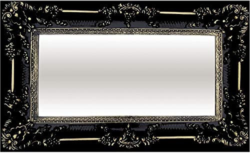 Lnxp Wandspiegel 96x57 cm Barockspiegel Rechteckig Schwarz Gold Dual BAROCK WANDDEKO Antik Spiegel 75SP