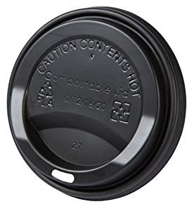 BIOZOYG couvercles gobelet café à emporter Ø 80mm I 1000 couvercles pour gobelet en papier en CPLA bioplastique 100% biodégradables, compostables I Trou paille couvercle gobelet plat noir
