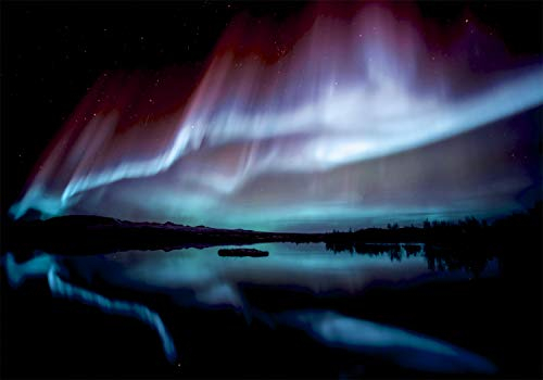 decomonkey Fototapete selbstklebend Polarlicht 392x280 cm Selbstklebende Tapeten Wand Fototapeten Tapete Wandtapete klebend Klebefolieordlicht Landschaft Nacht Island