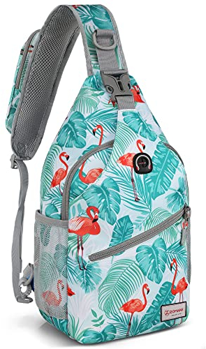 ZOMAKE Schultertasche für Damen und Herren: Kleiner Crossbody-Rucksack, wasserabweisend, Mini-Umhängetasche, Brusttasche für Reisen, Flamingo Blue, Small, Flamingo-Blau