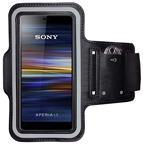 CoverKingz Sportarmband für Sony Xperia L3 - Armtasche mit Schlüsselfach Oberarm Halterung - Sport Laufarmband Handy Armband Schwarz