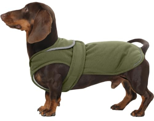 Kuoser Hundemantel Wasserdicht für kleine Hunde, Wintermantel Hund, Grün S | Hundemantel Winter mit Reißverschluss, Klettverschluss & Reflektorstreifen, Hundejacke für kleine, mittelgroße & große Hunde