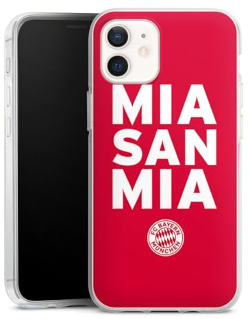 Silikon Hülle kompatibel mit Apple iPhone 12 Case transparent Handyhülle FC Bayern München Mia San Mia FCB