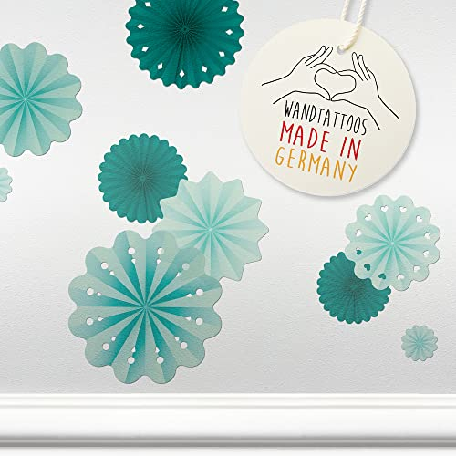 LOVELY LABEL Wandtattoo Kinderzimmer I Made in Germany I Babyzimmer Deko I Kinderzimmer Deko I Design Wandsticker Mädchen & Junge I Rosetten Pompons I Mint
