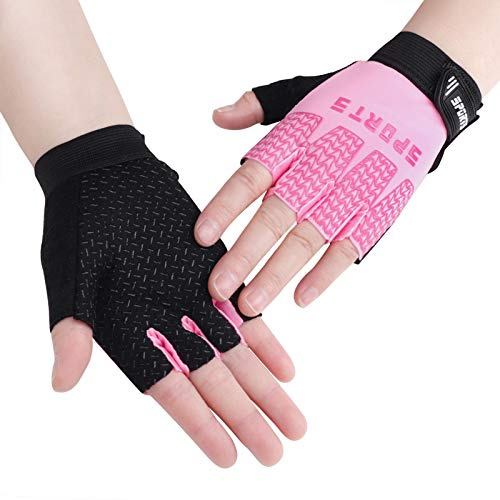 TINAYAUE Kids Half Finger Cycling Gloves Mittens, Breathable & Non Slip, Shockproof Sports Training UV Protection Fingerless Bike Riding Gloves for Boys Girls
