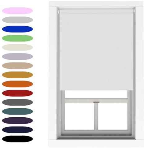 White Blackout Roller Blind Metal Fittings Trimmable UV Protection Thermal Properties Premium Fabric Home Office Bedroom Kids Room Child Safe Easy Fit 90cm Width x 160cm Drop