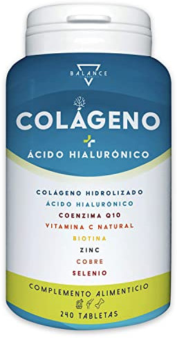 COLAGENO HIDROLIZADO 2000MG - 240 TABLETAS | Colageno Hidrolizado Puro | Acido Hialuronico | Coenzima Q10, Vitamina C, Biotina y Zinc para Piel, Cabello, Huesos y Articulaciones