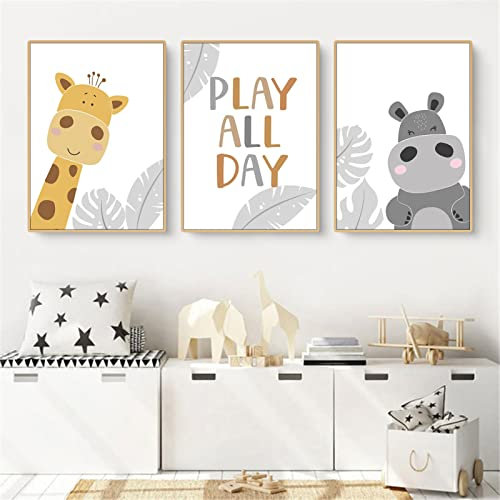 CULASIGN 3er Set Poster Kinderzimmer, Waldtiere Bilder Babyzimmer Deko Junge Mädchen, Tiere Kinderposter Set Wandbilder DIN A4 Kinderbilder ohne Bilderrahmen (ABH,50x70cm)