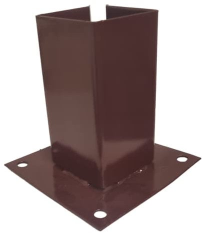 Bolt Down Square Bracket for Pergola Posts Heavy Duty Red Powder Coated Post Fence Foot Base Support Size: 75mm x 75mm (3inch x 3inch) pack of 1