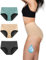TIICHOO Periodenunterschwäsche Hohe Taille Starke Blutung Bequem Periodenslip Menstruationsunterwäsche 3er Pack (38, Dunkelgrau/Türkisgrün/Beige)