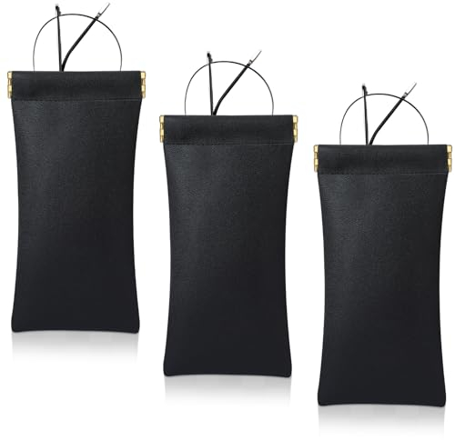 Hifot 3 Pezzi Custodia Occhiali Morbida, Pelle Portatile Custodia Porta Occhiali da Viaggio Squeeze Top, PU Sottile Custodia per Occhiali Astuccio Occhiali Custodia Occhiali da Vista Donna Uomo