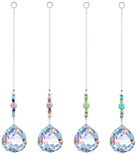 Txeouse 4 Piezas Atrapasueños de Cristal Arcoíris Colgantes Prisma para Colgar en Casa Oficina Jardín y Decoración en Hogar