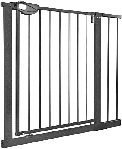 TANYEAR Türschutzgitter Treppenschutzgitter ohne Bohren, Absperrgitter Kindergitter Türgitter Treppengitter mit selbstschließend, für Kinder und Haustiere, 95-105 cm breit, Schwarz