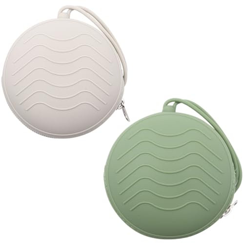 Ieron Custodia Portaciuccio in Silicone, Custodia con Cerniera in Silicone, Ciucci Portatili, Custodia per Ciuccio da 2 Pezzi per Viaggio/Esterno/Casa, Grigio Chiaro+Verde