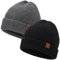 BARFULKER Winter Beanie Mütze Herren Damen Warm Gefüttert Wintermützen Thermo Strickmütze Laufmützen Dehnbare Weiche Wollmütze Unisex Hat,2 Stück,Schwarz Grau