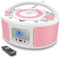Personal CD Players - Portable Boombox with FM Radio Stereo, Bluetooth, USB MP3 Playback, 3.5mm AUX and Headphone Jack, Remote Control, 2 x 2 Audio Speakers for Home or Outdoor(Pink)
