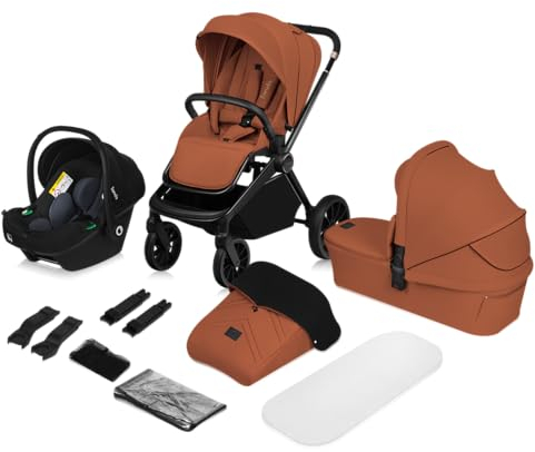 LIONELO MIKA PLUS 3-in-1 Buggy 0-48 Monate bis zu 22 kg Babywagen bis zu 9 kg Kindersitz Babytrage bis zu 13 kg, Rückenlehne verstellbar, Dämpfung, 360° Räder, XXL-Verdeck