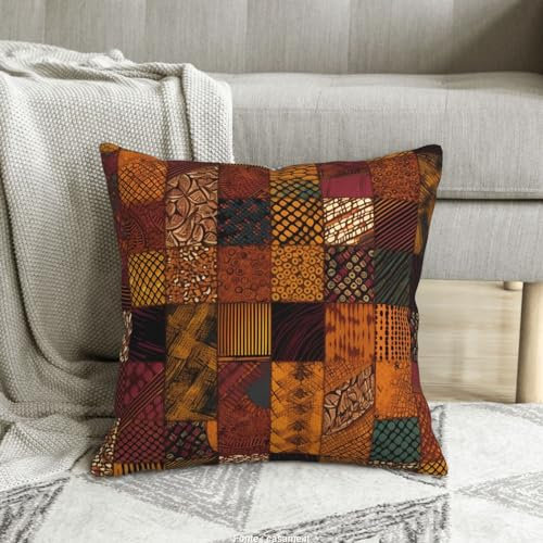Sofakissen Bezug Patchwork Im Afrikanischen Stil, Resistent Kissenbezug Premium Throw Kissenbezüge Für Bett Auto Schlafzimmer 45X45Cn