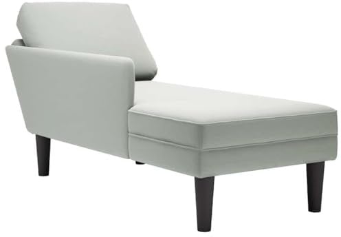 vidaXL Chaiselongue mit Kissen und Rechter Armlehne Hellgrau Samt, Recamiere, Loungesessel, Lounge Sofa, Lounge, Loungesofa, Wohnzimmersofa