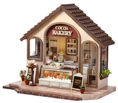 CUTEROOM Casetta in miniatura fai da te in legno – Kit da modellino da panetteria, ideale per adulti e bambini come decorazione per la casa, kit in miniatura (Leisurely Bakery)