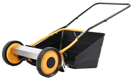 Tosaerba a mano con scatola raccoglierba, larghezza di taglio 35 cm, altezza di taglio regolabile 12 – 42 mm, tagliaerba con 5 coltelli, per ville, case, cortili, parchi, rispettoso dell'ambiente