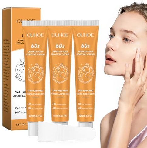 3 Stück Enthaarungscreme Gesicht Hair Removal Cream, Haarentfernungscreme Gesicht Upper Lip Hair Cream, 20g GesichtshaarentfernungCreme Gentle Formula, Beruhigende Schmerzfreie Wirksame