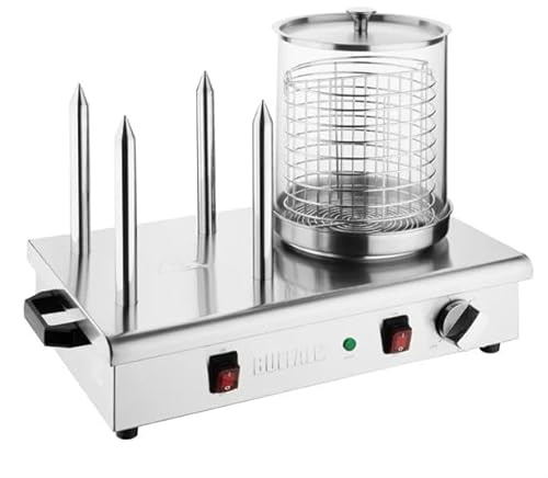 Buffalo Hotdog Warmer, 4 Pins | Speeds up hot dog service with four heated spikes, warming buns internally while maintaining commercial kitchen safety.