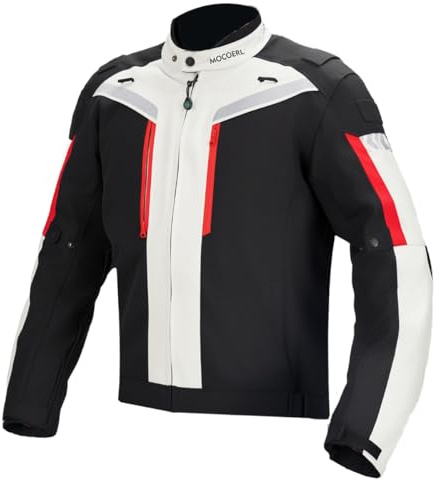 MOCOERL Veste de moto pour homme -Blouson Moto Homme Sport- Imperméable - Coupe-vent - Avec protections - Protection dorsale - Pour l'été et l'hiver - Respirante et réfléchissante(L)