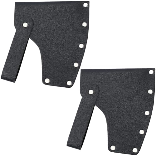 GORGECRAFT 2 x Axtklingenscheide Schwarzes PU Leder Tragbar Handgefertigt Für Beile Äxte Kopfschutzhülle Sicherheitshülle Mit Gürtelschlaufe Für Camping Outdoor Arbeit Wichtiges Zubehör