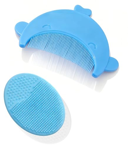 Xynovate 2 Piezas Cepillo de Baño para Bebe, Cepillo Costra Láctea Bebe | Regalos para Bebes Recién Nacidos, Peine con Cantos Redondeados, Sin Tirones, Respeta el Cuero Cabelludo-Ballena