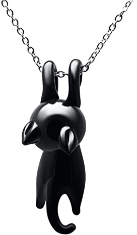 Verre soufflé à la Main de Chat Noir et Pendentif Fait à la Main