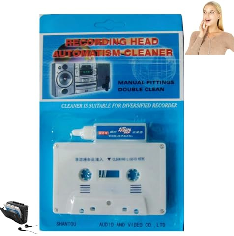 Clean Cassette Tape Head,Cassette Head Cleaner & Demagnetizer for Cassette Player,Care Maintenance Kit with Capstan Cleaner,CD Cleaner Disc for CD Player,VHS Head Cleaner & 1 Bottle Cleaning Fluid