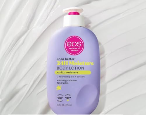Eos Shea Better 24H Moisture Body Lotion, Vanilla Cashmere, 7 Nourishing Oils + Butters, 473mL