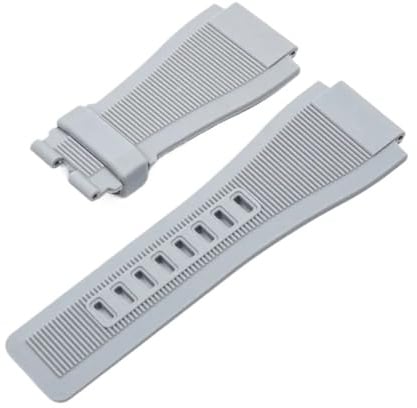 HCBBCEW Schwarz-blaues Gummi-Armband-Dornschließe-Zubehör, kompatibel mit Bell Ross-Armband BR01 BR03 24 mm wasserdichtes Outdoor-Armband(Grey,24MM_BLACK PIN BUCKLE)