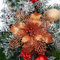 GLITZFAS 12 Stück Glitter Weihnachtsbaum Dekoration, Weihnachtsbaumschmuck Ornament Weihnachten Blumen Dekor, Christbaumanhänger (Orange,9 cm)