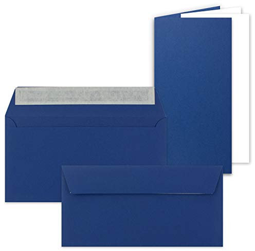 25x Faltkarten SET mit Brief-Umschlägen und Einlege-Blätter - Nachtblau (Blau) - DIN Lang - 10,5 x 21 cm - FarbenFroh by GUSTAV NEUSER