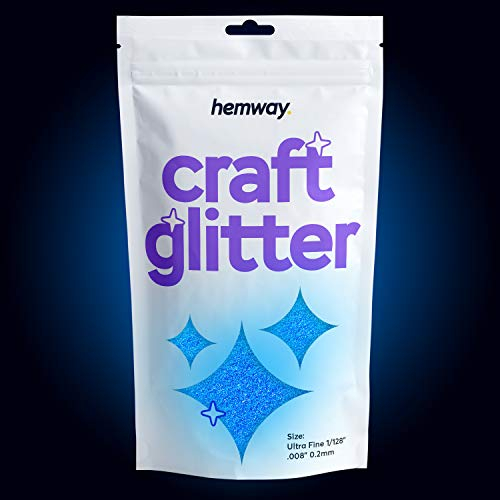 Hemway Craft Glitter - Glow in The Dark Blue | Ultrafine Metallic Sequin Flakes for Resin & Epoxy Crafts | Supplies for Tumblers, Cards, Jewellery, Candle, Hair, Face, Body & Nail Art | 100 g