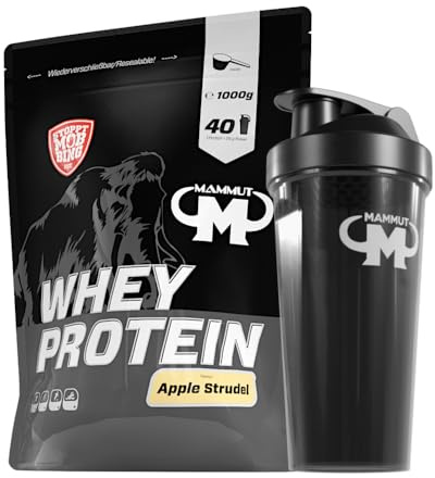 1kg Mammut Whey Protein Eiweißshake - Set (Apple Strudel + Protein Shaker)