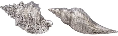 ETC dekorative maritime Deko Muscheln Keramik alt-silberfarbig im 2-er Set in verschiedenen Größen (mittel)