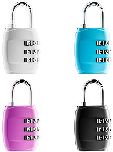4PCS Colorful Combination Padlock, 3 Digit Suitcase Locks Small Luggage Locks Padlocks Outdoor Heavy Duty Waterproof, Sturdy Code Padlock for Suitcases, Gym, Locker