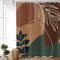 ASDCXZ Boho - Tenda da doccia 180 x 180 cm, astratta moderna, foglie irregolari, circolari, verde scuro, marrone, tende da doccia lavabili in tessuto, tende da doccia impermeabili con 12 ganci