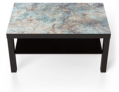DEQORI Glastisch | schwarz groß 90x50 cm | Motiv Verfärbter Stein | ausgefallener Beistelltisch aus Glas | Hochglanz Couchtisch fürs Wohnzimmer | moderner Couch Tisch mit Design