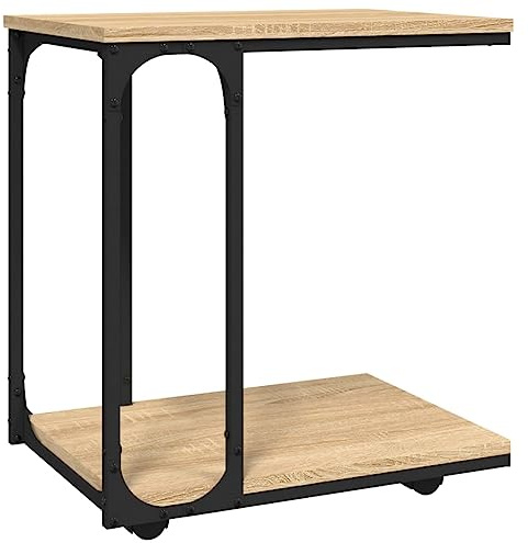 vidaXL Beistelltisch mit Rollen Sonoma 50x35x55,5 cm Holzwerkstoff