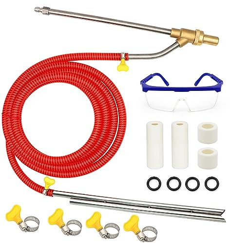 Pressure Washer Sandblasting Kit, 5000 PSI Wet Abrasive Sandblaster Attachment with Goggles, Power Washer Sandblasting with 3 Sets Replacement Ceramics Nozzle, 1/4'' Quick Disconnect Sandblaster Kit